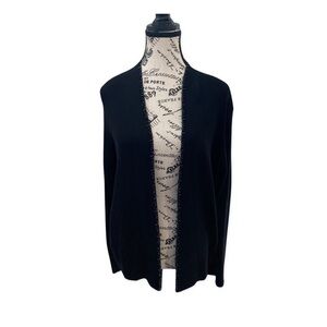SIGRID OLSEN Black Open Front Beaded Cardigan Sweater Jacket Size L